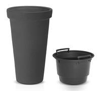 CASARIA® XXL Plant Pot | 42 Litre Capacity | 40 cm Diameter | 63 cm Height | Customisable Drainage | Weatherproof & UV Stable | Durable Plastic | Removable Inner Pot | Anthracite