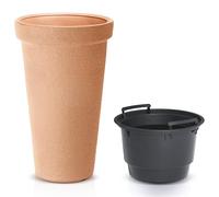 CASARIA® XXL Plant Pot | 42 Litre Capacity | 40 cm Diameter | 63 cm Height | Customisable Drainage | Weatherproof & UV Stable | Durable Plastic | Removable Inner Pot | Terracotta