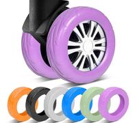 CasaRovela 8 Pcs Upgraded Luggage Wheel Covers, Suitcase Protector, Wear-Resistant Anti-Noise Silicone Wheel Covers for 2-2.4” Spinner Wheels, Travel Accessories for Carry On Luggage, Purple, S