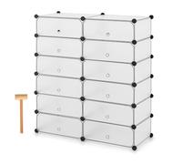 CASART 12 Cubes Shoe Rack, Portable DIY Shoes Storage Cube Units, Hallway Plastic Shoes Storage Cabinet Modular Closet for Living Room, Bedroom, Entrance (Clear, 12 Cubes)
