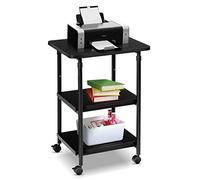 CASART 2/3 Tier Printer Stand, Fax Stand on Wheels, up to 45kg/50kg, Open Shelves Mobile Printer Cart for Home Office (49 x 40 x 67-77cm, Black)