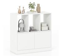 CASART 3-Cube Bookcase, 3-Tier Cubic Bookshelf (White) | Open Compartments & Cabinet, Wooden Book Display Shelf Storage Organizer Unit for Living Room Study Bedroom