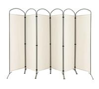 CASART 4/6 Panel Room Divider, Foldable Privacy Screen, Freestanding Partition Screens for Bedroom Living Room Office Garden (6 Panels: 331 x 188cm, White)