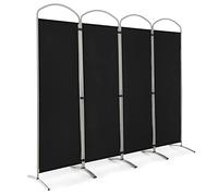 CASART 4/6 Panel Room Divider, Foldable Privacy Screen, Freestanding Partition Screens for Bedroom Living Room Office Garden (4 Panels: 221 x 188cm, Black)