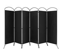 CASART 4/6 Panel Room Divider, Foldable Privacy Screen, Freestanding Partition Screens for Bedroom Living Room Office Garden (6 Panels: 331 x 188cm, Black)