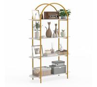 CASART 4 Tier Arched Bookshelf, Modern Tall Open Bookcase Storage Organizer | Metal Frame Freestanding Display Shelving Unit for Living Room Bedroom Office Studio