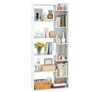 CASART 6-Tier Bookshelf, Tall Freestanding Bookcase with Anti-Toppling Devices, Wooden Geometric Display Shelf for Living Room Bedroom Office Study (White)