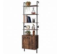 CASART 7-Tier Ladder Shelf with 2-Door Cabinet (Rustic Brown+Black)