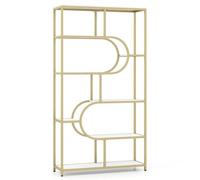 CASART 8/10-Tier Bookcase (White + Gold, 95 x 30 x 176cm, 10)