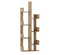CASART 8-Tier Tree-Shaped Bookshelf, Freestanding Bookcase with Anti-toppling Device and Side Panel, Floor Standing Display Shelf Organizer for Living Room, Study Room, Home & Office (Natural)