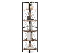 CASART Corner Shelf, 4/5-Tier Wooden Tall Bookshelf, Freestanding Storage Shelf Narrow Ladder Shelving Unit for Living Room Bedroom Office Hallway (5-Tier)