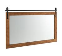 CASART Decorative Wall Mirror, Rustic Farmhouse Wall Mounted Hanging Mirror, Explosion-proof Barn Door Style Rectangle Vanity Mirror for Living Room Bedroom Bathroom Dressing Room (Brown, 101 x 66cm)