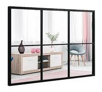 CASART Decorative Wall-Mounted Mirror, 96 x 66cm Rectangular Metal Frame Window Mirrors, Frameless Windowpane Décor Mirrors for Living Room Bedroom Hallway Entryway, Hanging Vertical or Horizontal