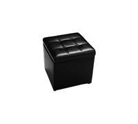 CASART Faux Leather Storage Ottoman, 40x40x40CM Cube Pouffe Toy Box Foot Stool, Home Office Living Room Organiser Chest, 150KG Weight Capacity (Black,