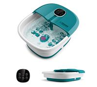 CASART Foot Spa Bath Massager, Foldable Heating Foot Soaker with Bubbles & Timing Function, 8 Rotating Massage Rollers and Remote Control, Portable Electric Pedicure Feet Tub (Teal Blue)