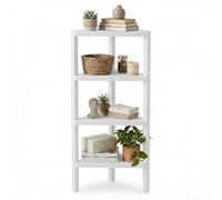 CASART Freestanding Corner Bookshelf, 4-Tier Display Rack Shelf Stand with Open Slatted Shelves, Narrow Storage Organizer Ladder Shelving Unit for Home Office Living Room Bathroom (White, Triangle)