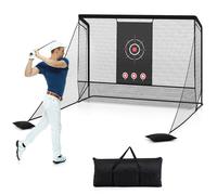 CASART Golf Practice Hitting Net Golf Cage w/Dual Side Barriers &Target Cloth in Black CASART Black