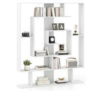 CASART Open-Back Geometric Bookshelf, Freestanding Display Shelf Unit with Anti-Toppling Devices, 150cm Wooden Modern Bookcase for Living Room Bedroom Office Study
