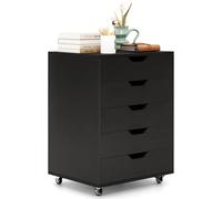 CASART Rolling File Cabinet, 5/7 Drawers Freestanding Storage Organizer Cupboard on Wheels, Home Office Lateral Filing Chest (Black, 5 Drawers)