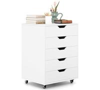 CASART Rolling File Cabinet, 5/7 Drawers Freestanding Storage Organizer Cupboard on Wheels, Home Office Lateral Filing Chest (White, 5 Drawers)