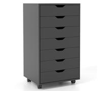 CASART Rolling File Cabinet, 5/7 Drawers Freestanding Storage Organizer Cupboard on Wheels, Home Office Lateral Filing Chest (Black, 7 Drawers)