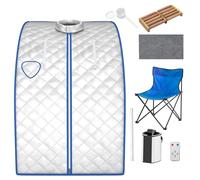 CASART Steam Sauna, 3L Personal Slimming Detox Therapy Sauna Cabin with Folding Chair, Remote Control, 9-Level Temperature & Timer, Portable Spa Steamer Tent for Reduce Stress and Fatigue (Silver)