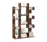 CASART Tree-Shaped Bookshelf, Anti-Tipping 8/13-Tier Bookcase with Side Buffer, Industrial Floor Standing Display Shelf Organizer for Office, Living Room & Balcony (Brown, 13 Tier- 86 x 25 x 141cm)
