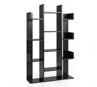 CASART Tree-Shaped Bookshelf, Anti-Tipping 8/13-Tier Bookcase with Side Buffer, Industrial Floor Standing Display Shelf Organizer for Office, Living Room & Balcony (Black, 13 Tier- 86 x 25 x 141cm)