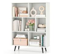 CASART Wooden Bookcase, Freestanding 7/8/10 Cube Bookshelf with Anti-tipping Kits, Modern Display Storage Unit for Living Room Bedroom Study Office (White, 80 x 24 x 107cm)