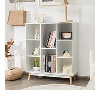 CASART Wooden Storage Bookcase, 8 Cube Open Bookshelf Display Sideboard, Home Office 3-Tier Freestanding Hallway Cupboard for Living Room, Bedroom, Study (80 x 30 x 93cm, White)