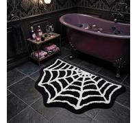Casasphere Spider Web Bathroom Rugs, Halloween Bath Mat Non-Slip Bath Rug Machine Washable Goth Rug, 31"×20" Small Area Rugs for Front Door Bedroom Kitchen（Black）