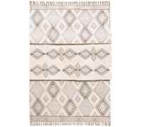 CASAVANI 3 Square Area Rug Kilim Rug Boho Rug Moroccan Rug Beige Grey Cotton Area Rug Easy Washable Rug Flatweave Rugs for Small Bedroom Square Dining Table Square Mat