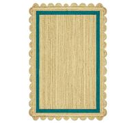 CASAVANI 3x5 Area Rug Kilim Rug Scalloped Rug Blue Beige Braided Jute Rug Indoor Outdoor Rug Flatweave Rug High Traffic Area Lake House Bedroom Dining Room Living Room