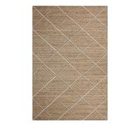CASAVANI 4' Square Rug Beige & White Braided Jute Rug Indoor Outdoor Rug Flatweave Rug High Traffic Area Bedroom Bedside Custom Mat Dining Table Doormat