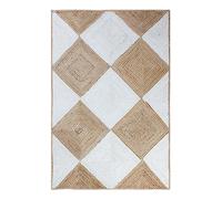 CASAVANI Braided Jute Collection Rectangular Area Trend Rug - 3' x 5' Beige and White Pattern Geometric Jute Rug Thick, Ideal for High Traffic Areas in Living Room Bedroom Dining Room