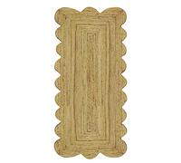 CASAVANI Cape Code Scalloped Collection Runner Area Rug 2.6'x10' Ft' Beige Scallop Solid Natural Jute Rugs for Bedroom Bedside Runner Kitchen Runner Hallway & Stair Runner