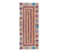 CASAVANI Cape Code Scalloped Collection Runner Area Rug 2.6x4 Ft' Beige and Multicolor Scallop Bordered Chindi Cotton and Jute Rugs for Bedroom Bedside Runner Kitchen Runner Hallway & Stair