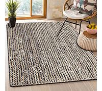 CASAVANI Collection Rectangular Area Rug 6x8 Feet Black & Multicolor Braided Jute Rug Geometric Kilim Rug Indoor Outdoor Use Carpet Flatweave Rugs for Small Living Room Bedroom Playroom