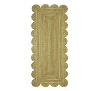 CASAVANI Collection Scalloped Rectangular Rug - 2x3 Beige Scallop Edge Braided Jute Rug Geometric Kilim Rug Indoor Outdoor Use Carpet Flatweave Rugs for Bedroom Dining Room Living Room