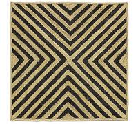 CASAVANI Collection Square Area Rug - 4 x 4 Ft' Black and Beige Geometric Pettern Natural Jute Mat Ideal for High Traffic Area in Hallway Bedroom Living Room