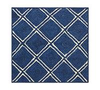CASAVANI Collection Square Area Rug - 4 x 4 Ft' Blue and White Geometric Pettern Natural Jute Mat Ideal for High Traffic Area in Hallway Bedroom Living Room