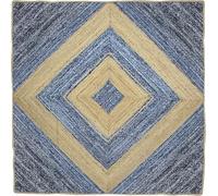 CASAVANI Collection Square Area Rug - 5 x 5 Ft' Blue and Beige Pattern Chindi Cotton and Jute Mat Ideal for High Traffic Area in Hallway Bedroom Living Room