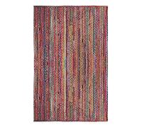 CASAVANI Geometric Collection Rectangular Area Trend Rug - 4' x 6', Beige and Multicolor Braided Chindi Cotton and Jute, Ideal for High Traffic Areas in Entryway Living Room Bedroom