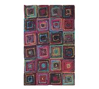 CASAVANI Natural Jute Collection Rectangular Area Trend Rug - 3' x 5', Multicolor Check Braided Jute Rug 0.27-inch Thick, Ideal for High Traffic Areas in Living Room, Bedroom & Dining Room
