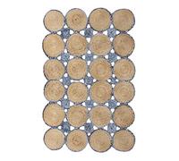 CASAVANI Runner - Kilim Rug 2.6x4 Area Rug Scalloped Rug Blue & Beige Cotton & Jute Rug Indoor Outdoor Rug Flatweave Rug High Traffic Area Lake House Bedroom Bedside Runner Kitchen Hallway
