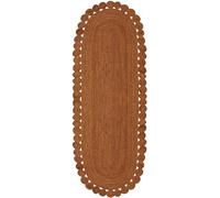 CASAVANI Runner Oval Rug 2.6x8 Area Rug Kilim Rug Orange Braided Jute Rug Indoor Outdoor Rug Flatweave Rug High Traffic Area Lake House Bedroom Bedside Oval Kitchen Hallway