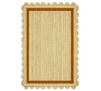 CASAVANI Scalloped Rug Kilim Rug 7' Square Rug Yellow Beige Braided Jute Rug Indoor Outdoor Rug Flatweave Rug High Traffic Area Bedroom Bedside Custom Mat Dining Table Doormat
