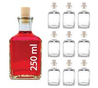 Casavetro 250ml Glass Bottles with Cork Lids 10 Pcs Reusable Airtight Glass Bottle for Home Made Sloe Gin Liqueur Schnapps Wine Cider Soda Vodka Vinegar Oil Bottles - Mystic (10 x 250 ml)