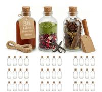 casavetro 36 x 100ml Glass Bottles with Cork Stoppers, Kraft Gift Tags & Jute String - Small Empty Mini 100 ml Bottle with Lids for Wedding Favours, Sloe Gin, Liqueur, Potions & Table Decoration