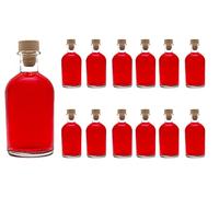 casavetro Clear Cork Stopper Empty Glass Bottles 250 ml - Reusable Refillable Cork Lids - Air-Tight for Sloe Gin Oil Vinegar Beer Wine Cider Soda Vodka and Water (12 x 250 ml)